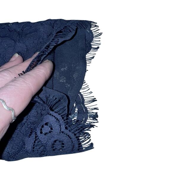 Joie Womens LG Navy Blue Eyelash Lace Sheath Dress 3/4 Sleeve Lined Knee Length - Picture 4 of 4